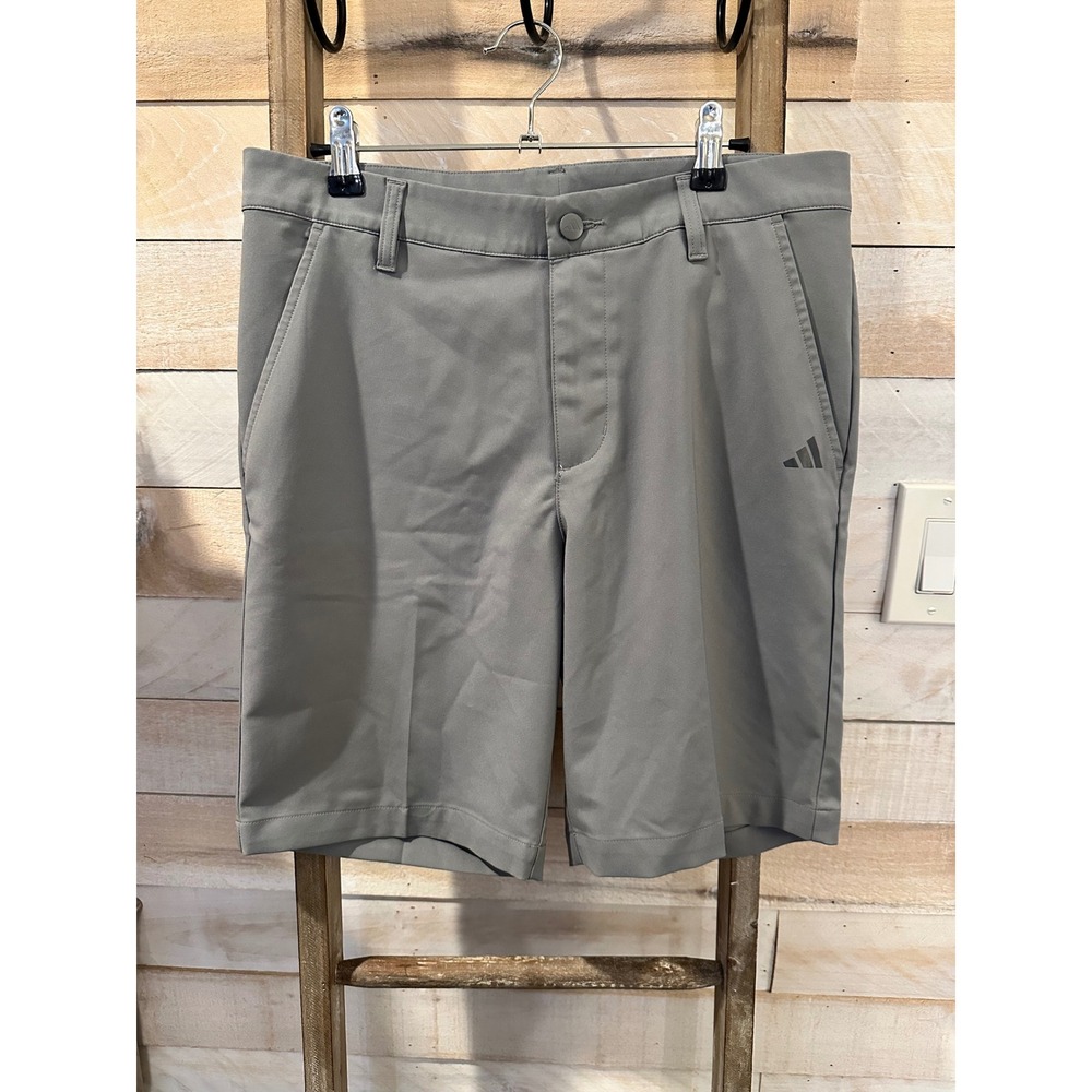 Adidas Mens Grey Performance Golf Shorts Size 30 Recycled Polyester Flat Front